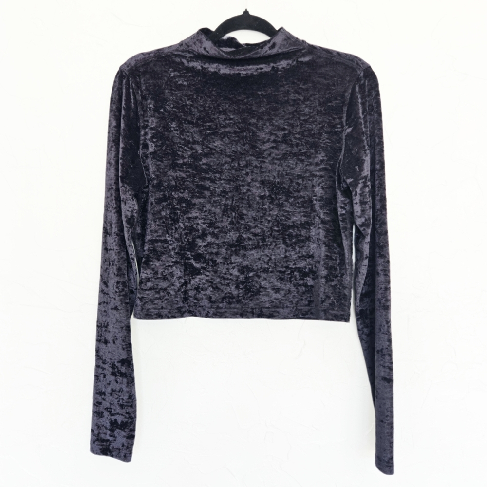 Lululemon Crushed Velvet Black Mock Neck Long Sleeve Top